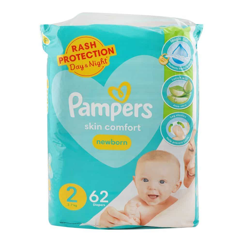 Pampers Skin Comfort Diapers 62pcs, Size 2, (3-7 Kg)