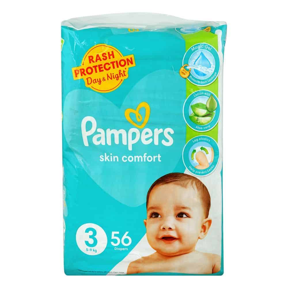 Pampers Skin Comfort Diapers 56pcs, Size 3, (5-9 Kg)